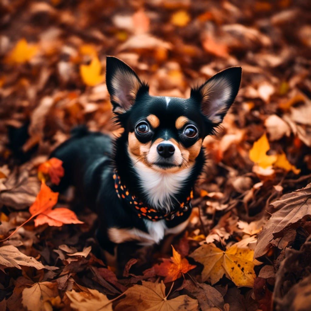 Autumnal Expressionism: Chihuahua in Vibrant Fall Scene