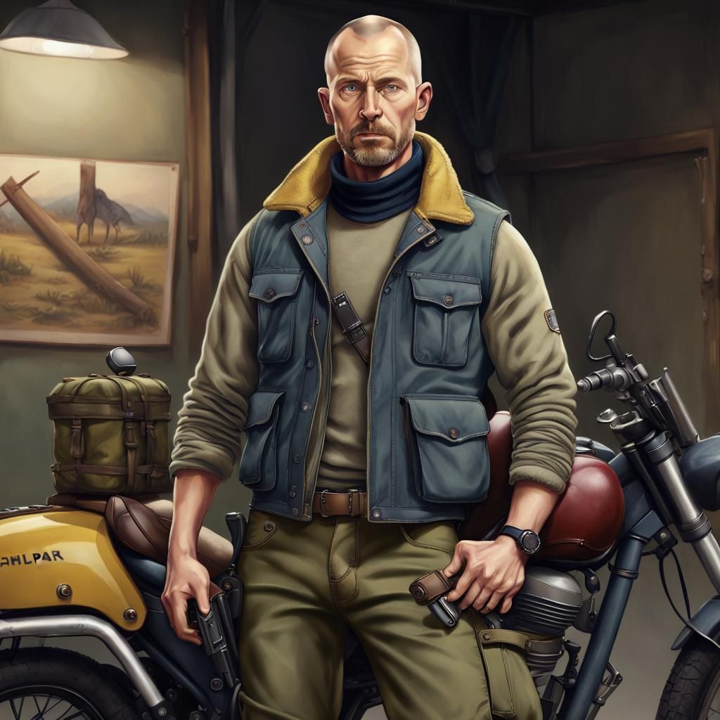 Hyperrealistic Man with Gun in Tactical Gear