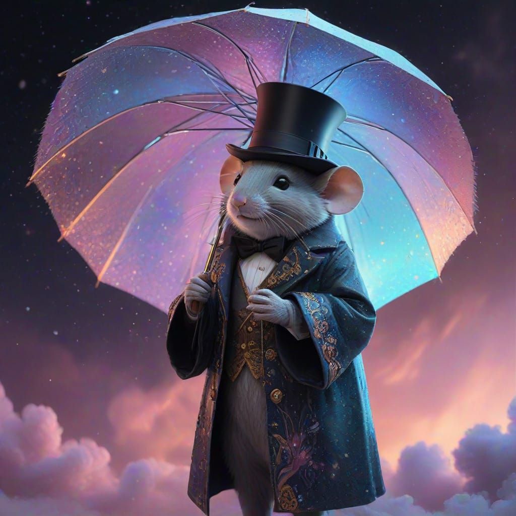 Ethereal Mouse in Cosmic Whimsy