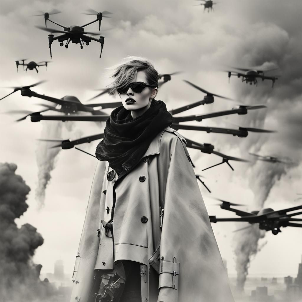 Apocalyptic Goth Model in Desolate Cityscape