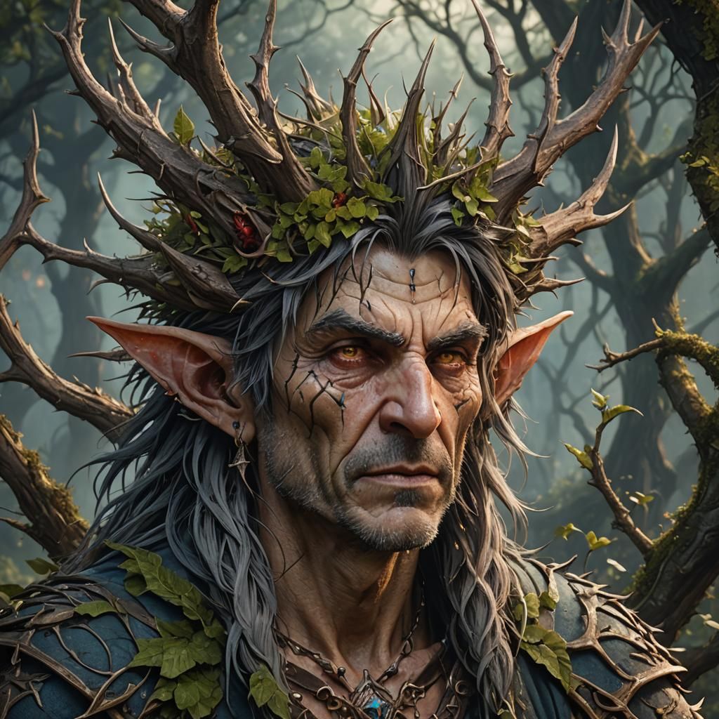 Mischievous Fairy with Thorns and Long Ears