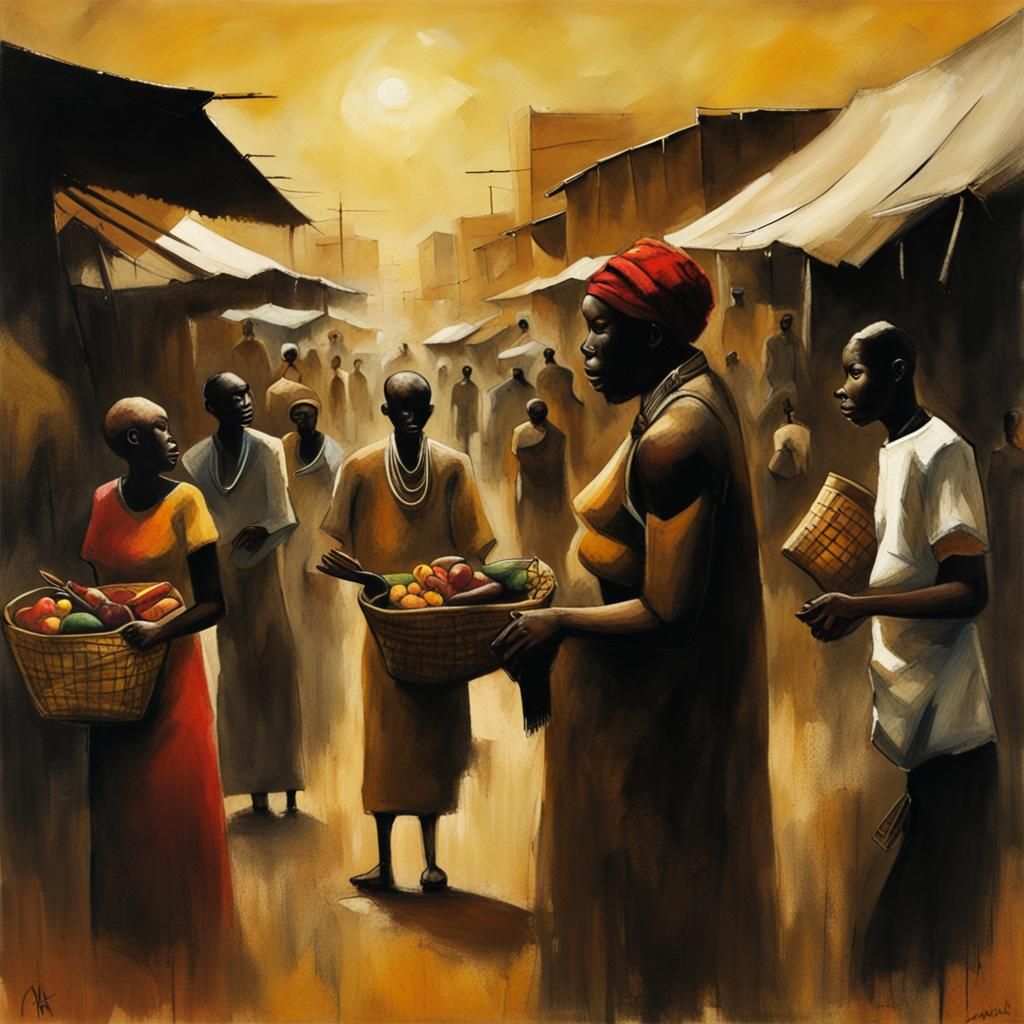 African Market in Dave McKean Style