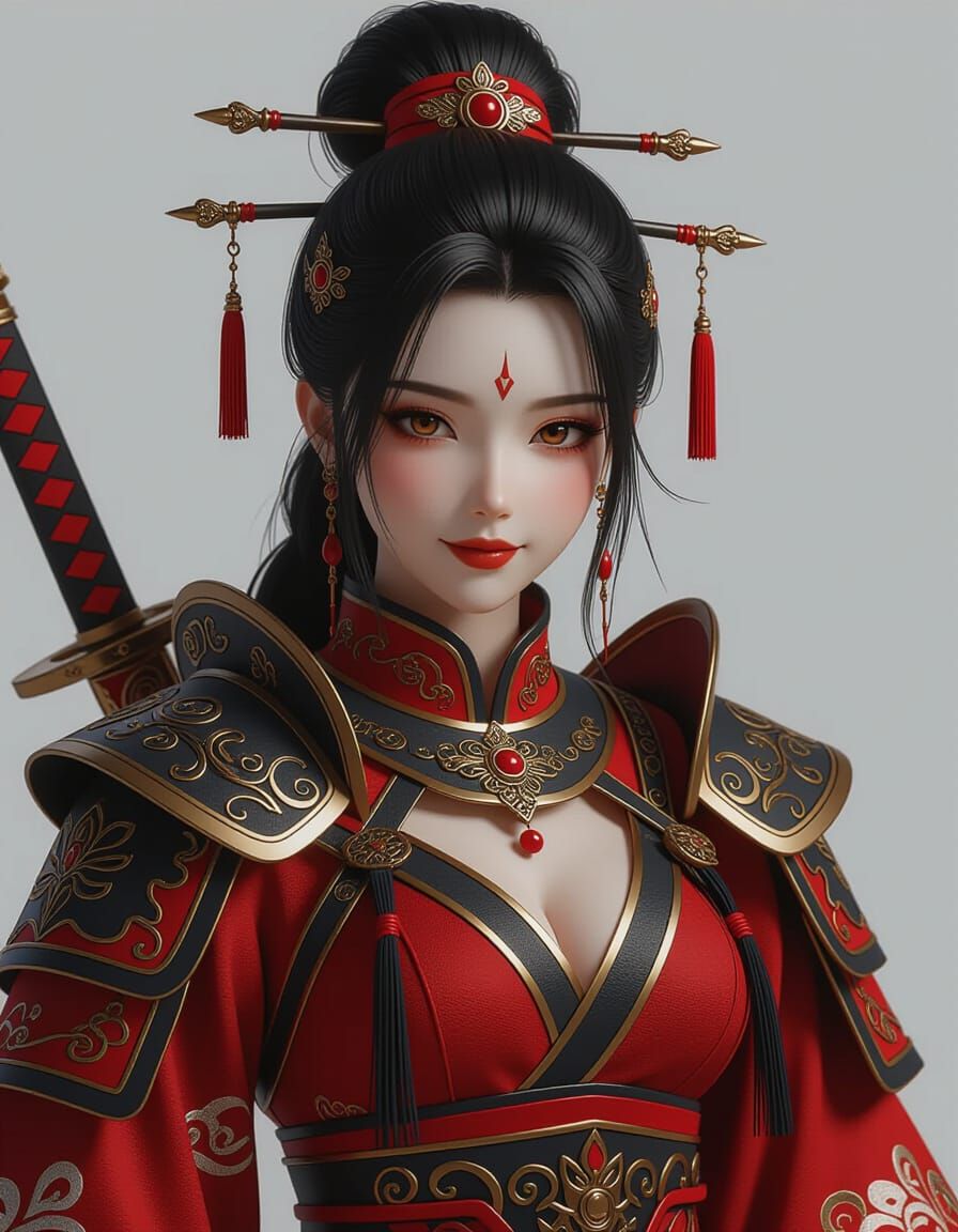 Vibrant Chinese Warrior in 3D Anime Art