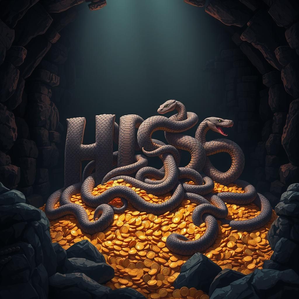 Snakes Spell 'HISS' on Gold, Anime Style