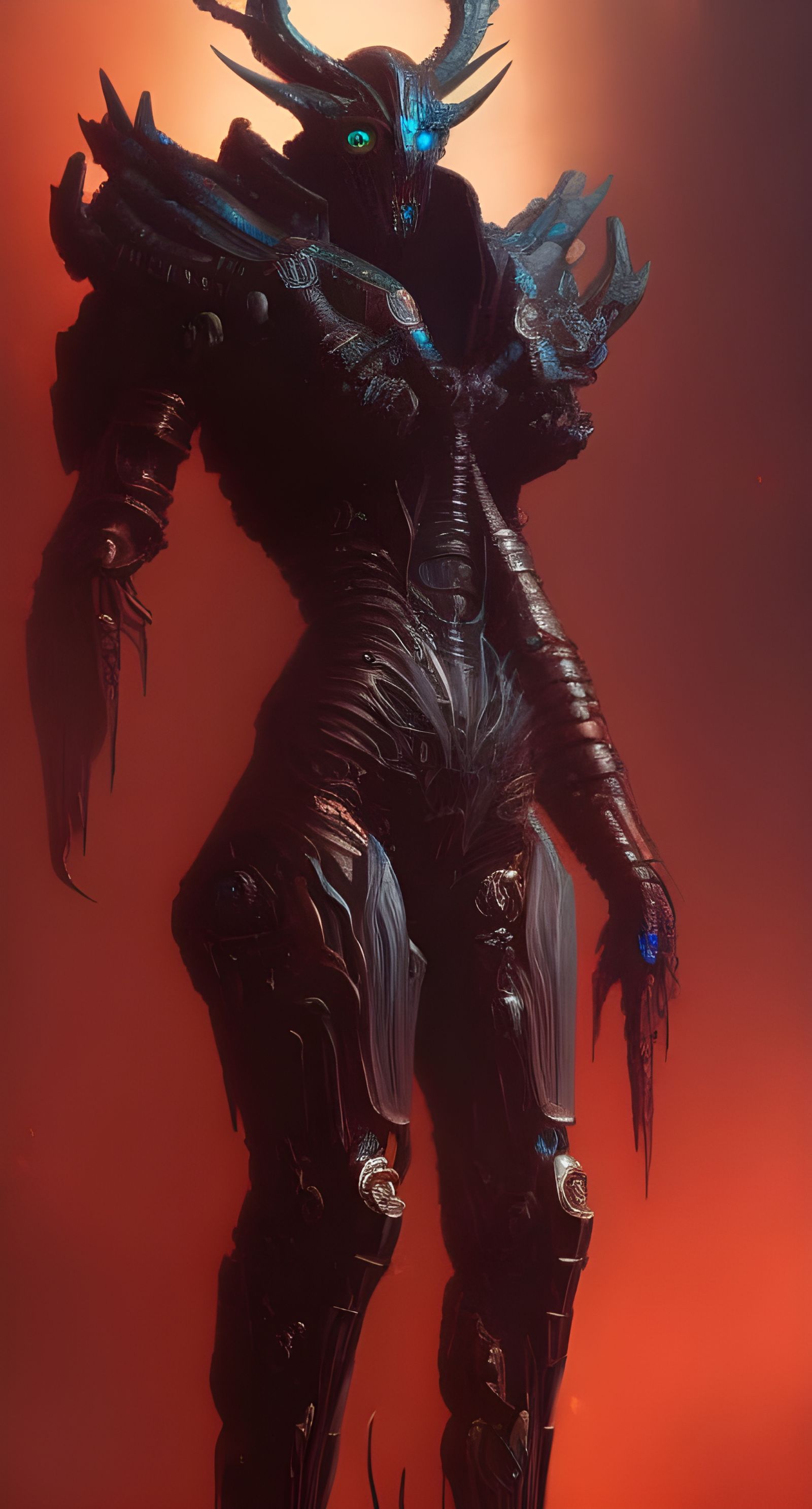 Cyborg Demon Warrior in Shimmering Gold Armor