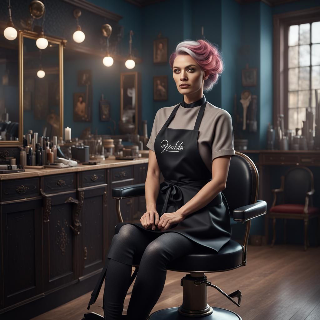 Hairdresser in Salon: Detailed Matte Painting