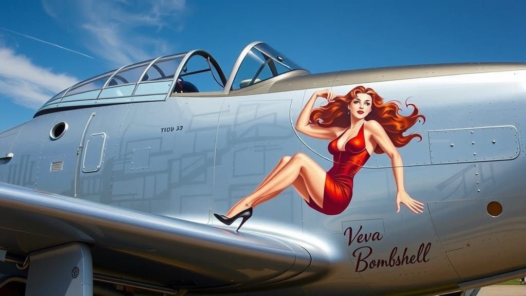 Vintage Pin-Up Girl on Vintage Warbird