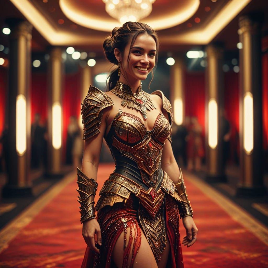 Fantasy Warrior on Red Carpet, Cinematic Film Still