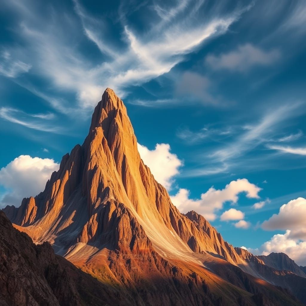 Majestic Mountain with Serrated Fang, Golden Light