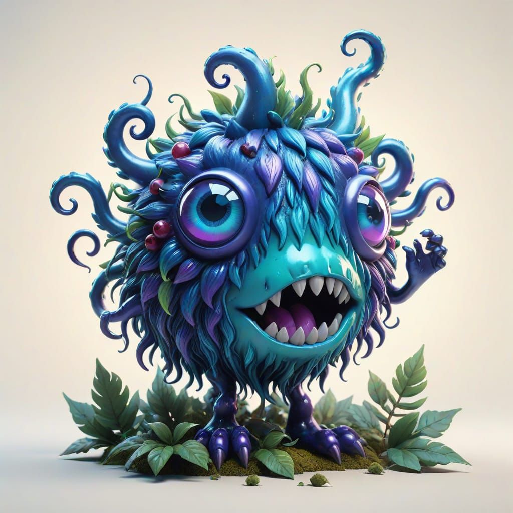 Surreal Iridescent Fantasy Creature in Enchanted Forest