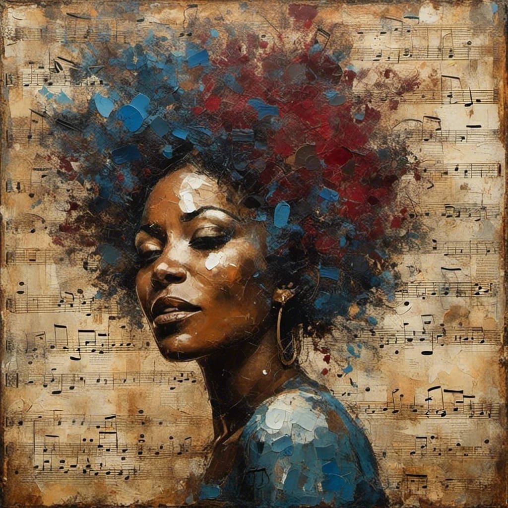 Musical Woman Portrait in Constructivist Style