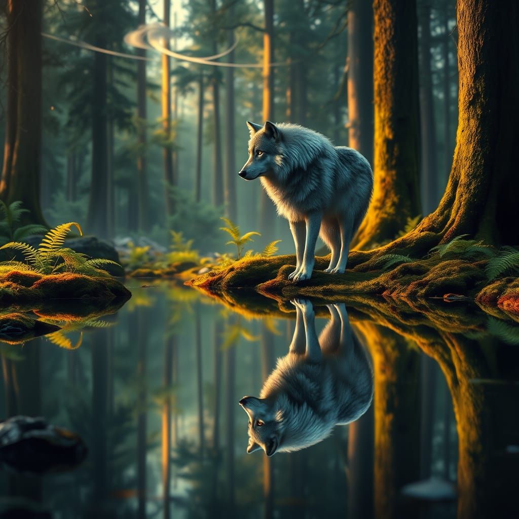 Majestic Gray Wolf in Forest Clearing