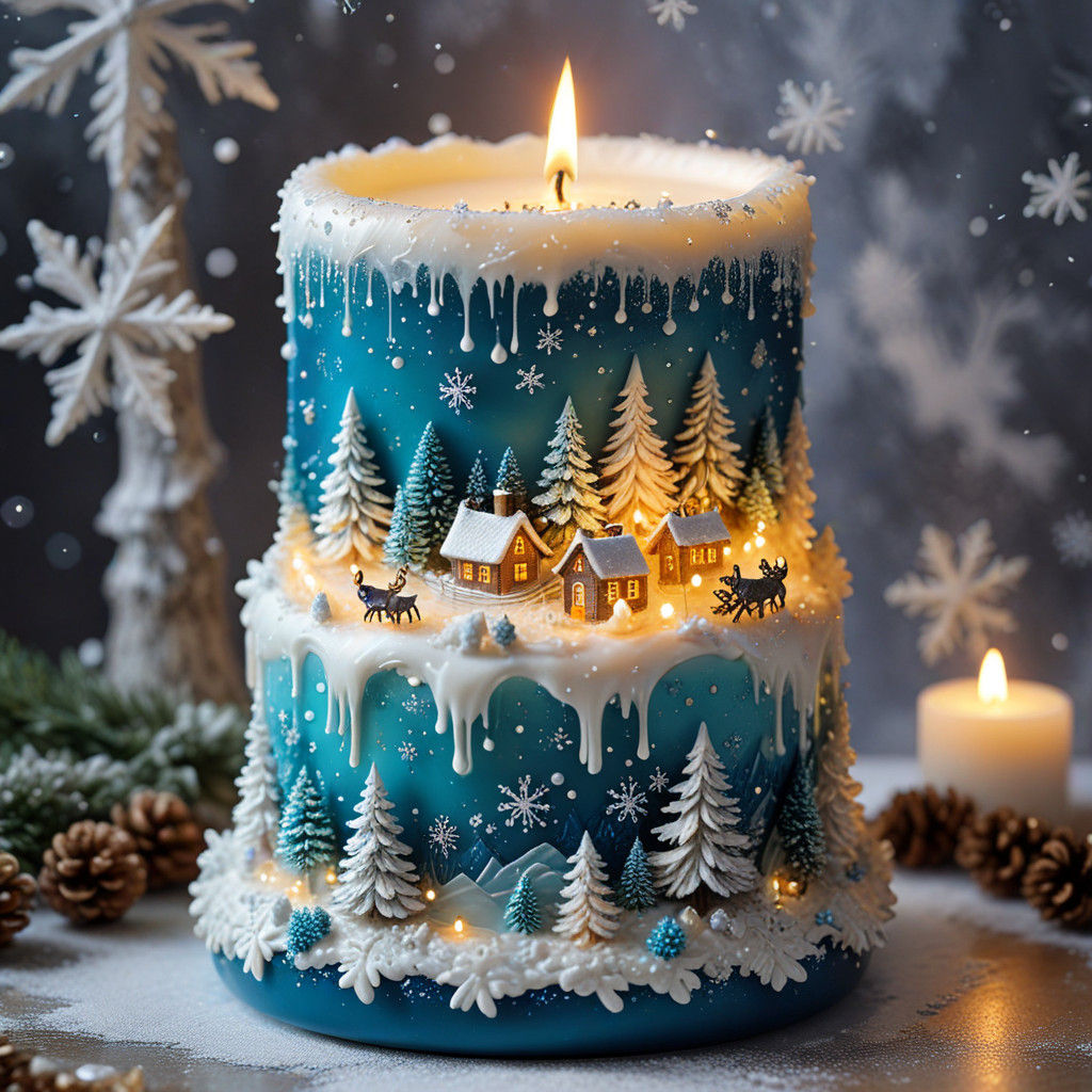 Winter Wonderland Wax River as 3D Candle Art