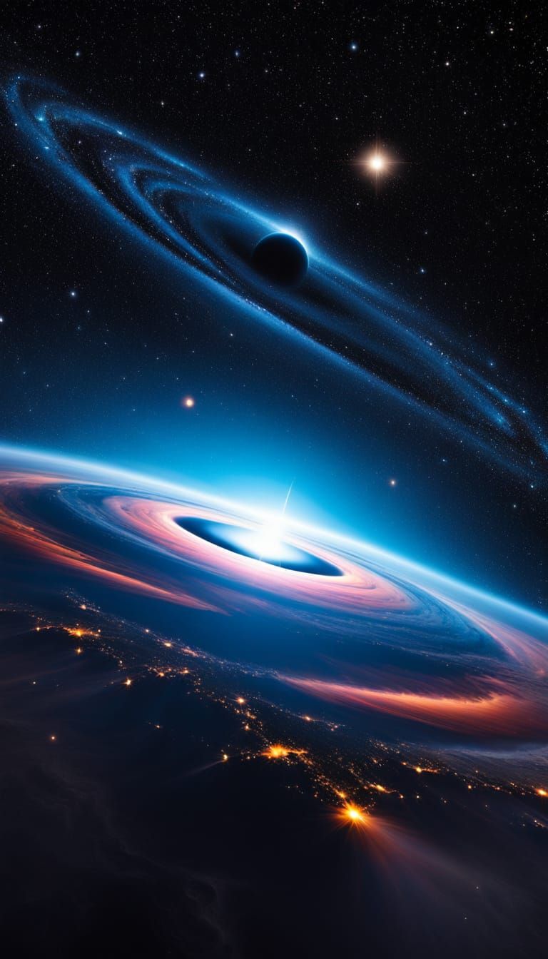 Nebula Starship Journey in Aerograph Style