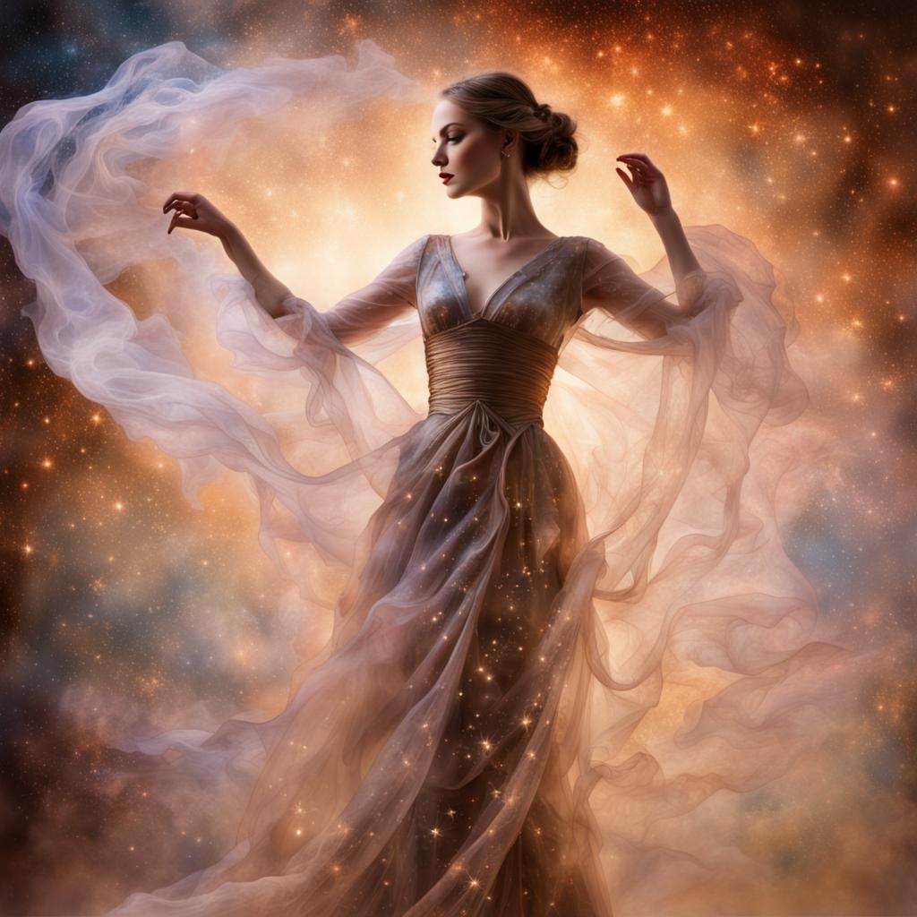 Dancing Lady: Tarashikomi Burn Art on Silk