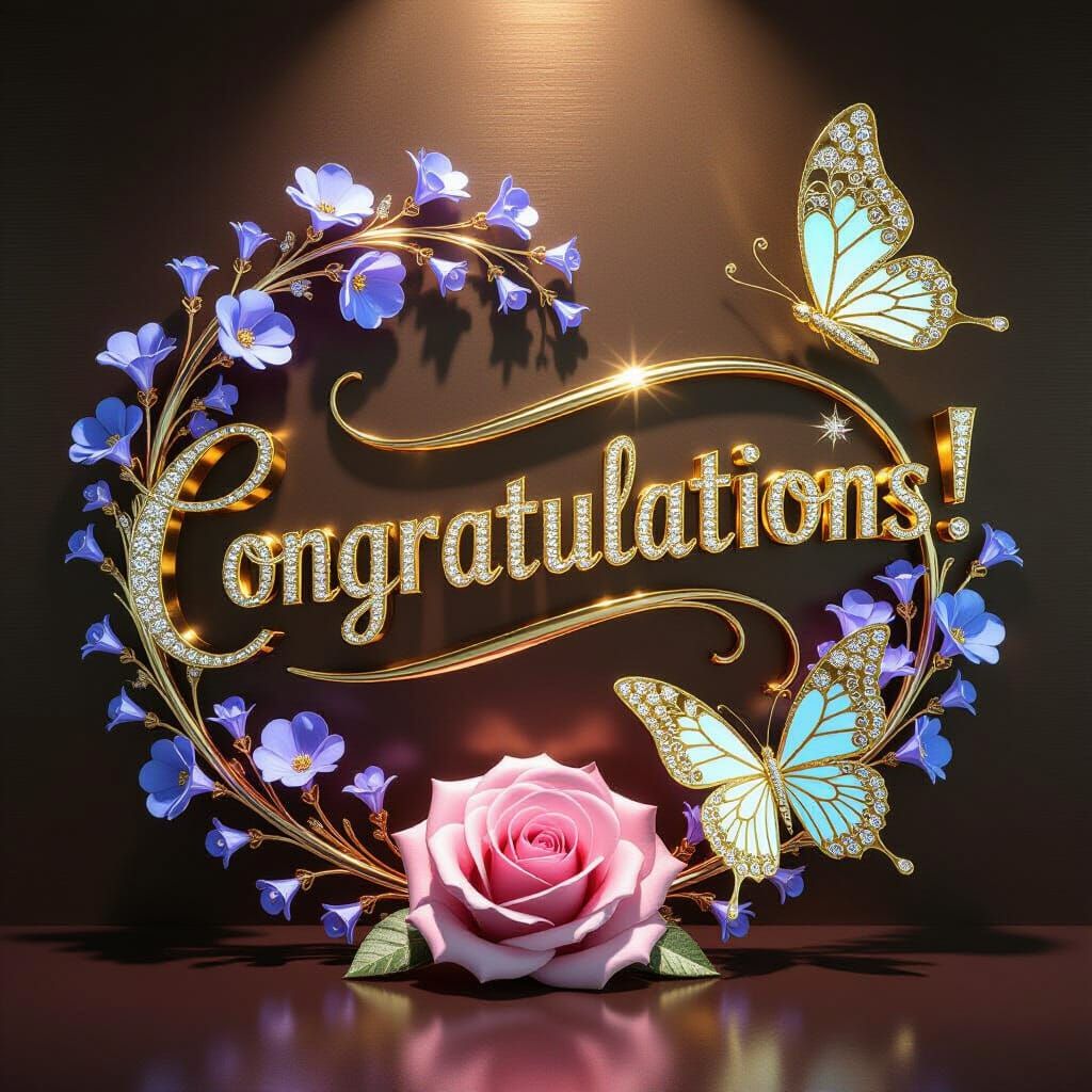 Opulent Gold "Congratulations!" with Floral Accents