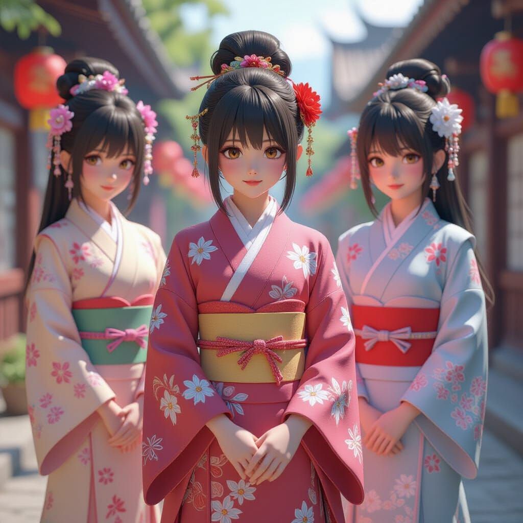 Anime-Inspired Boys in Disguise: 3D Concept Art