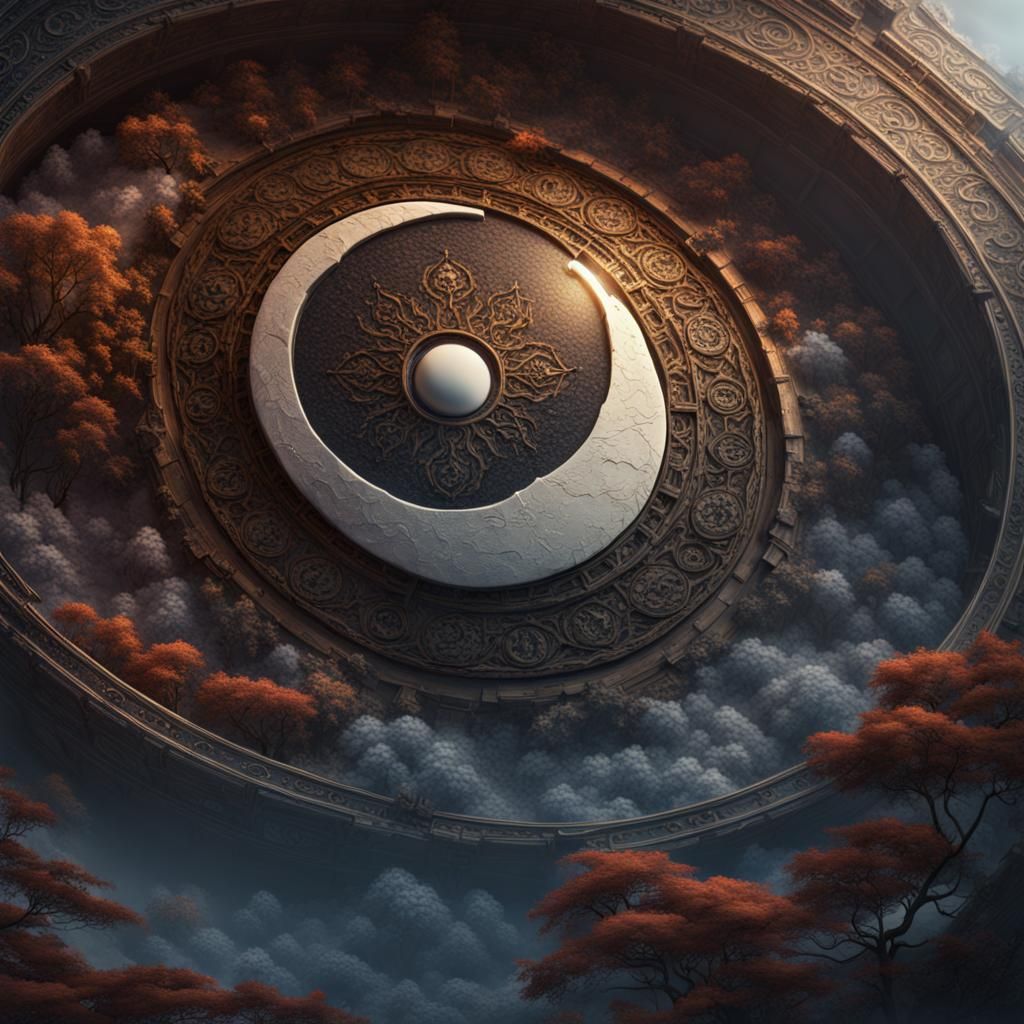 Yin Yang Symbol in Detailed Matte Painting