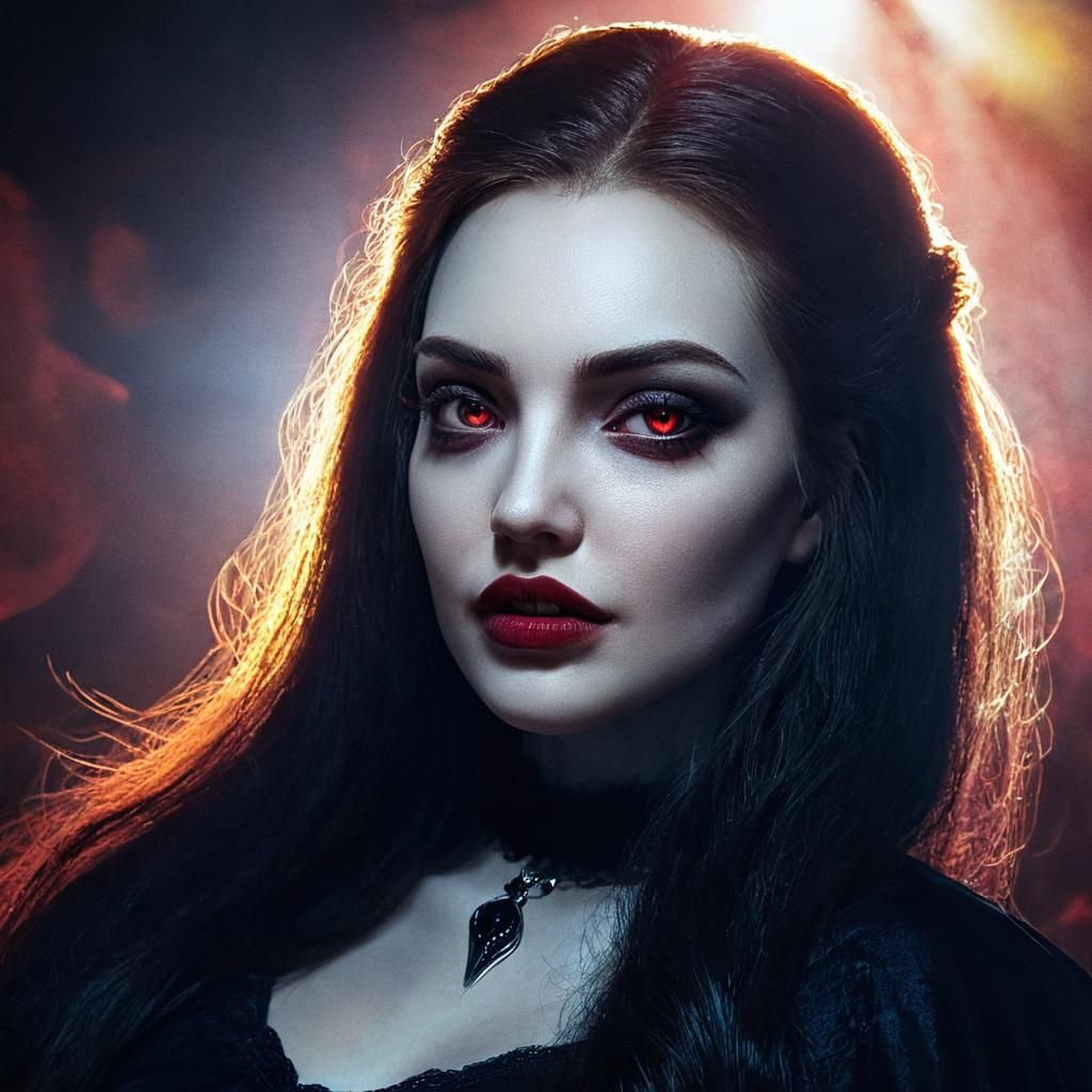 Gothic Vampire Girl Portrait in Moonlight