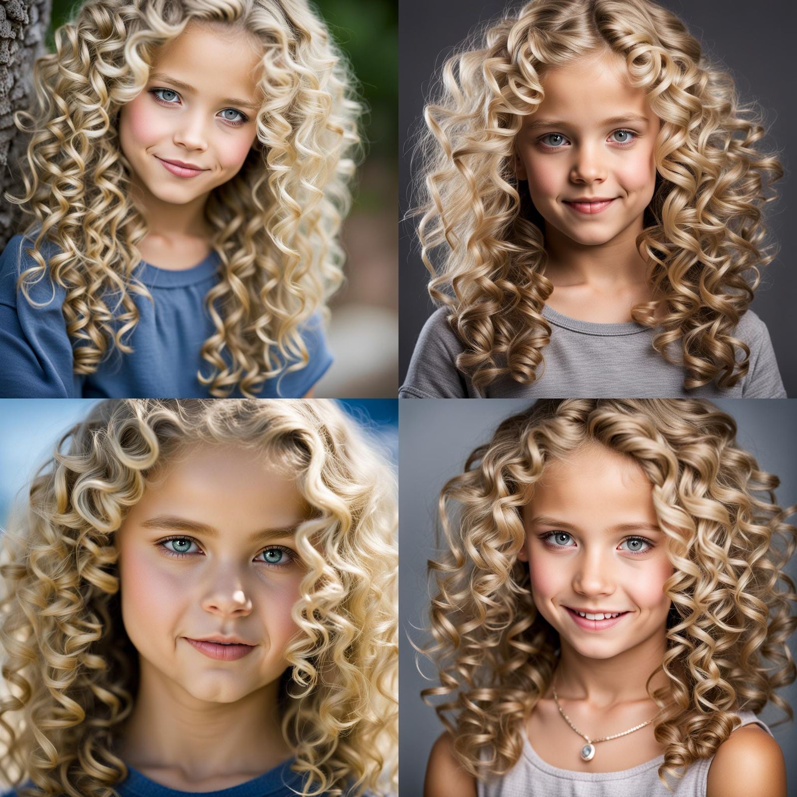 Blonde Girl with Princess Curls and Stormy Eyes