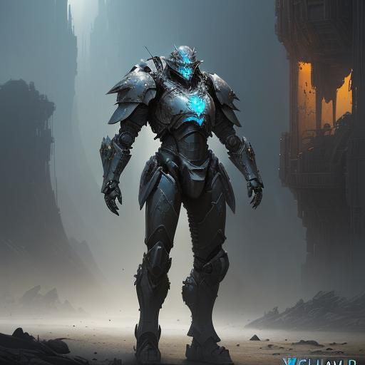 Futuristic Mech Warrior Knight in Sci-Fi Armor