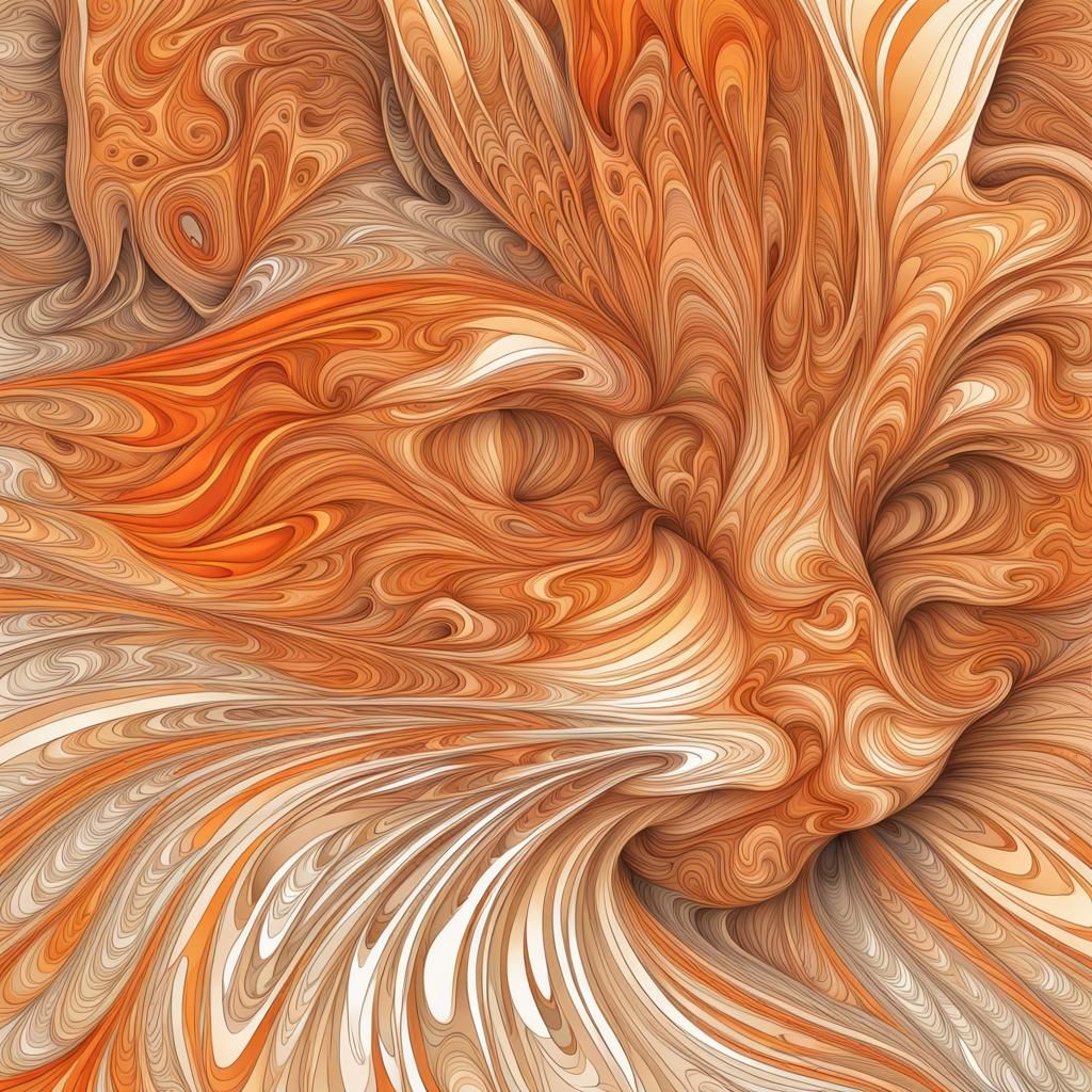 Abstract Orange Cat Fractal in Vector Style