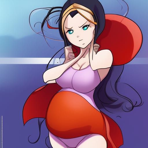 Anime Style Pregnant Superheroine
