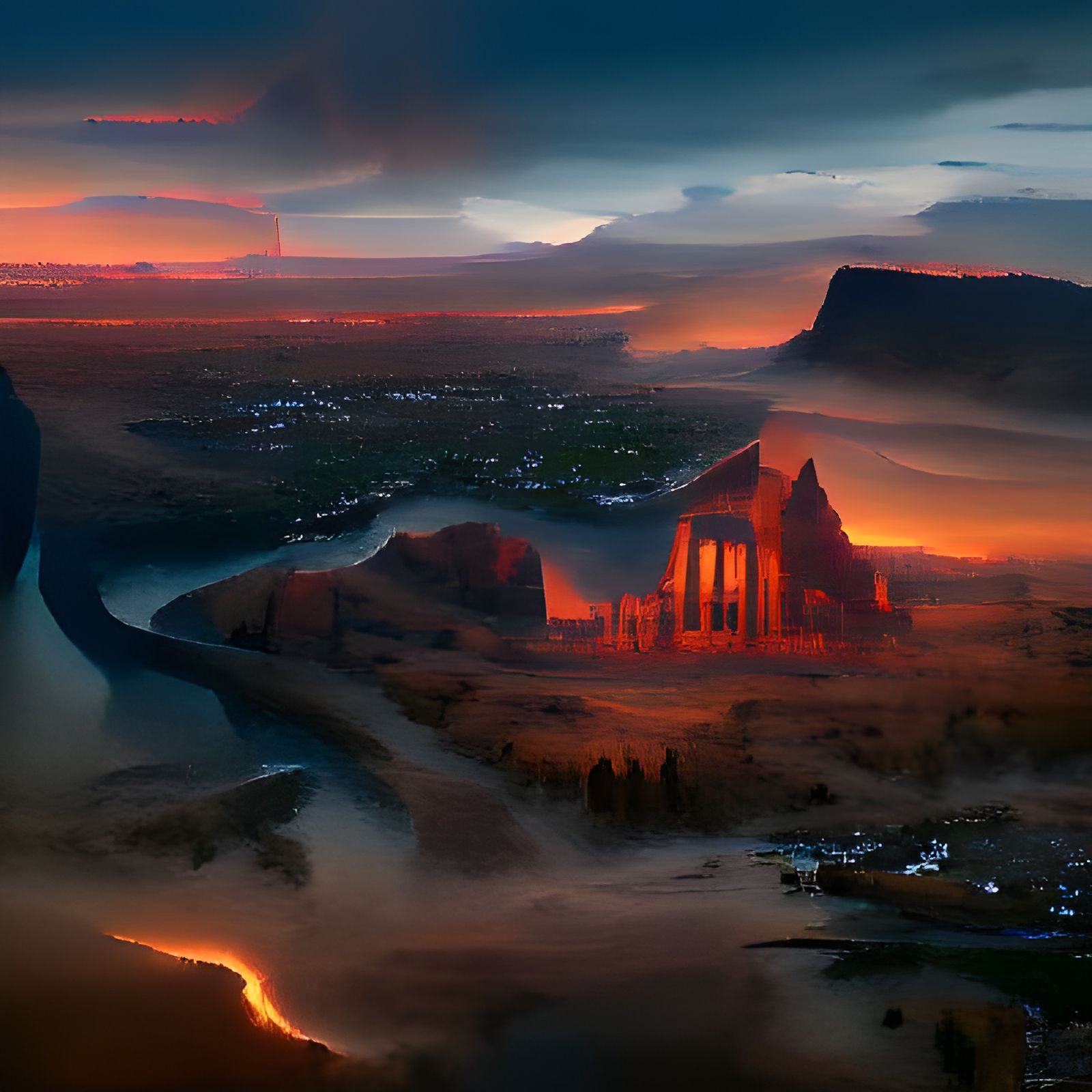 Epic City of Gods at Sunset
