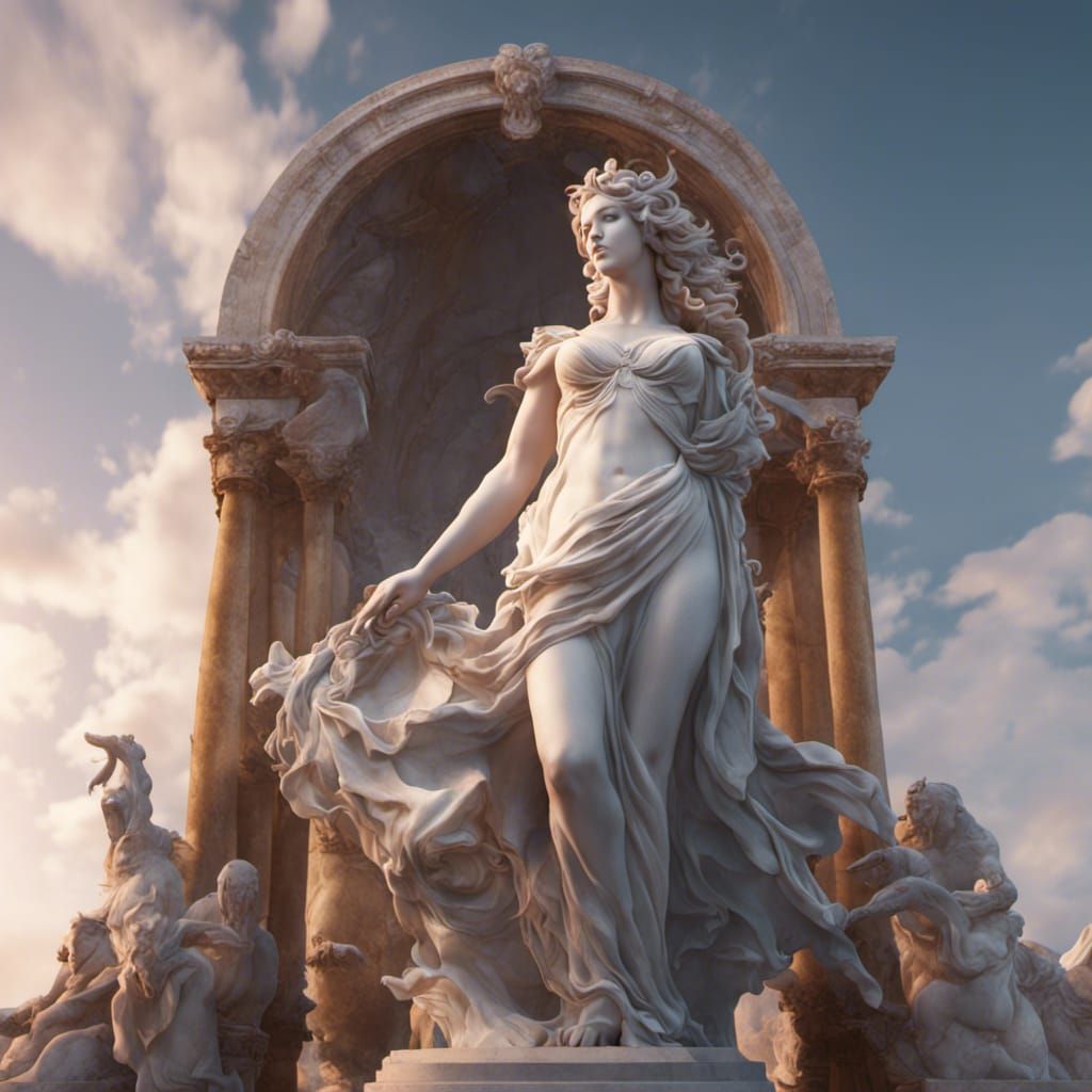 Marble Aphrodite Statue in Detailed Matte Painting
