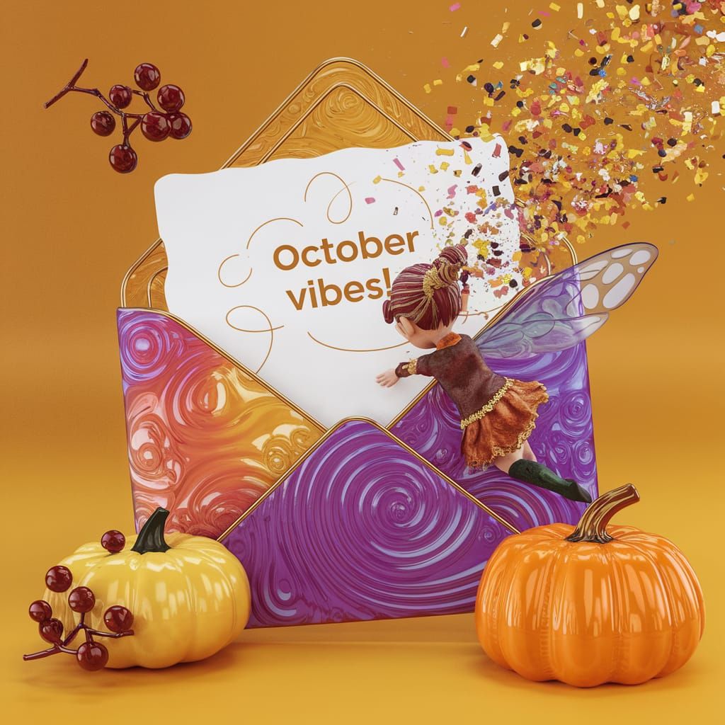 Pixie Girl Emerges from Envelope in 3D Render