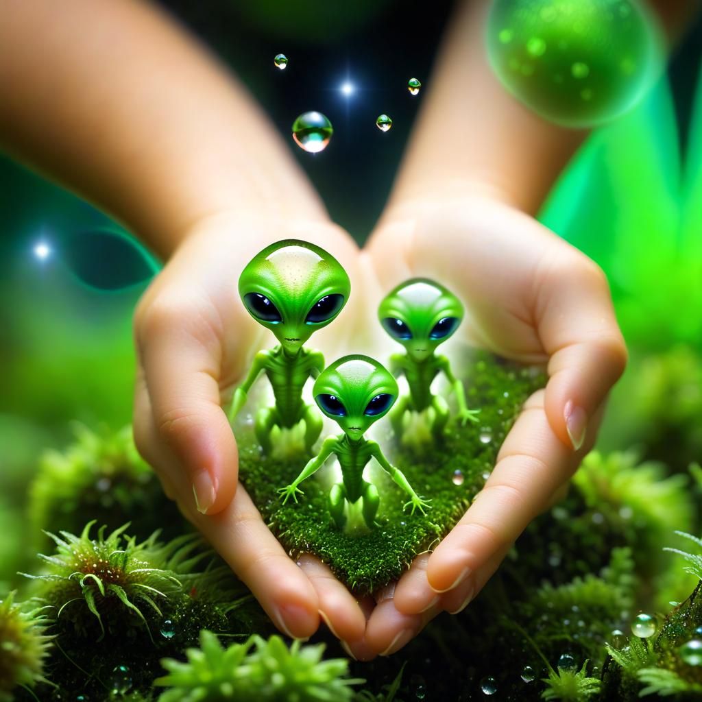 Cute Alien Pets in Glass Cubes: Macro Photography