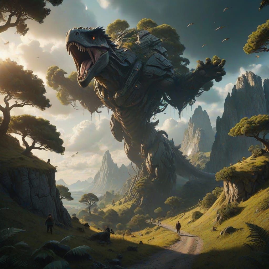 Floating Islands with Tree Houses, Cinematic Film Still