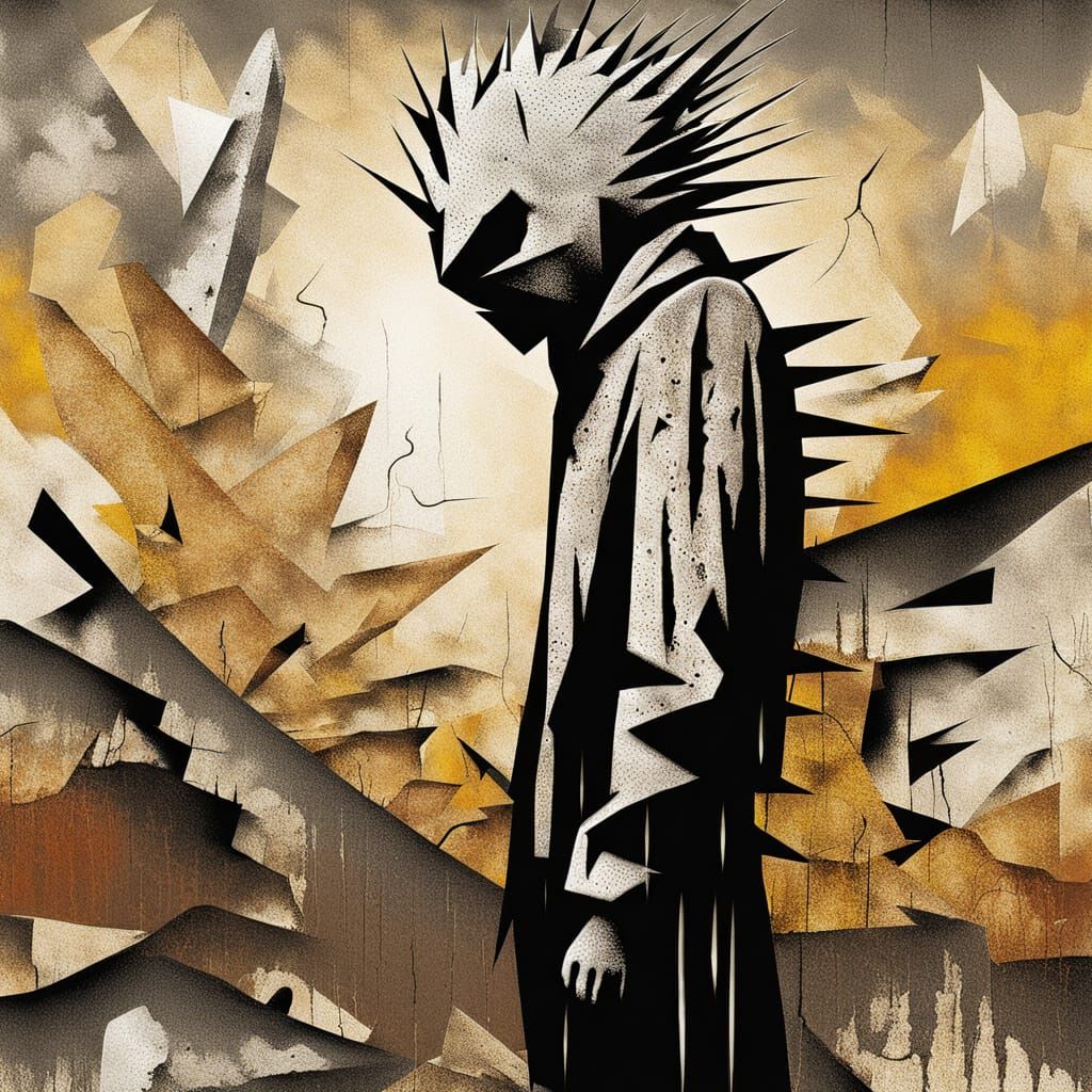 Ethereal Wasteland Figure in Neon Graffiti