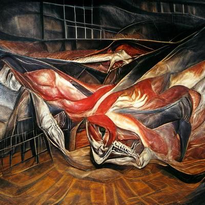 Orozco Style Oil Painting of a Combat Scene