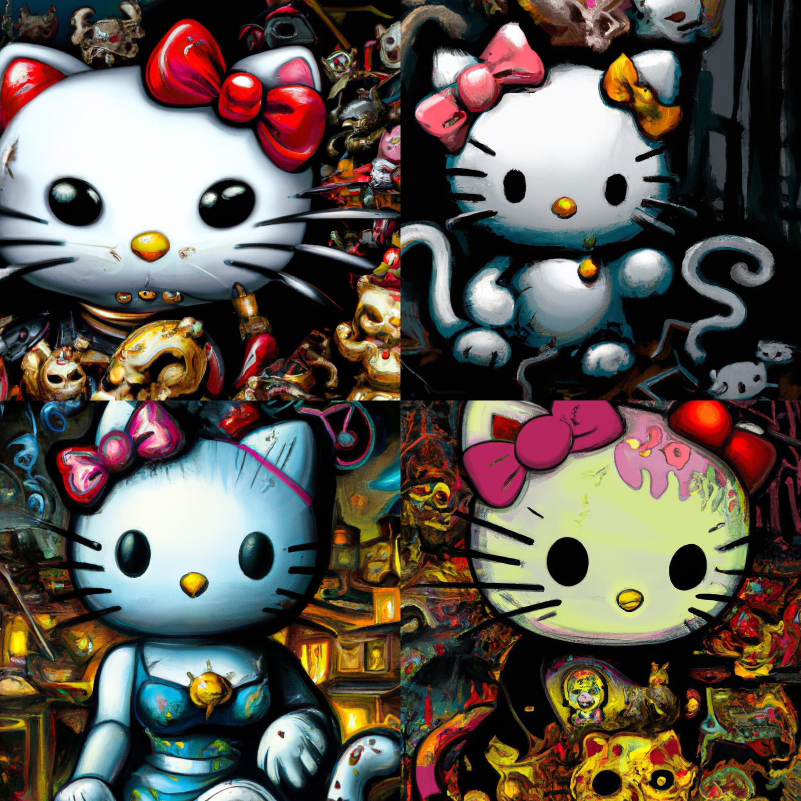 Horror Hello Kitty: Dark Fantasy Illustration