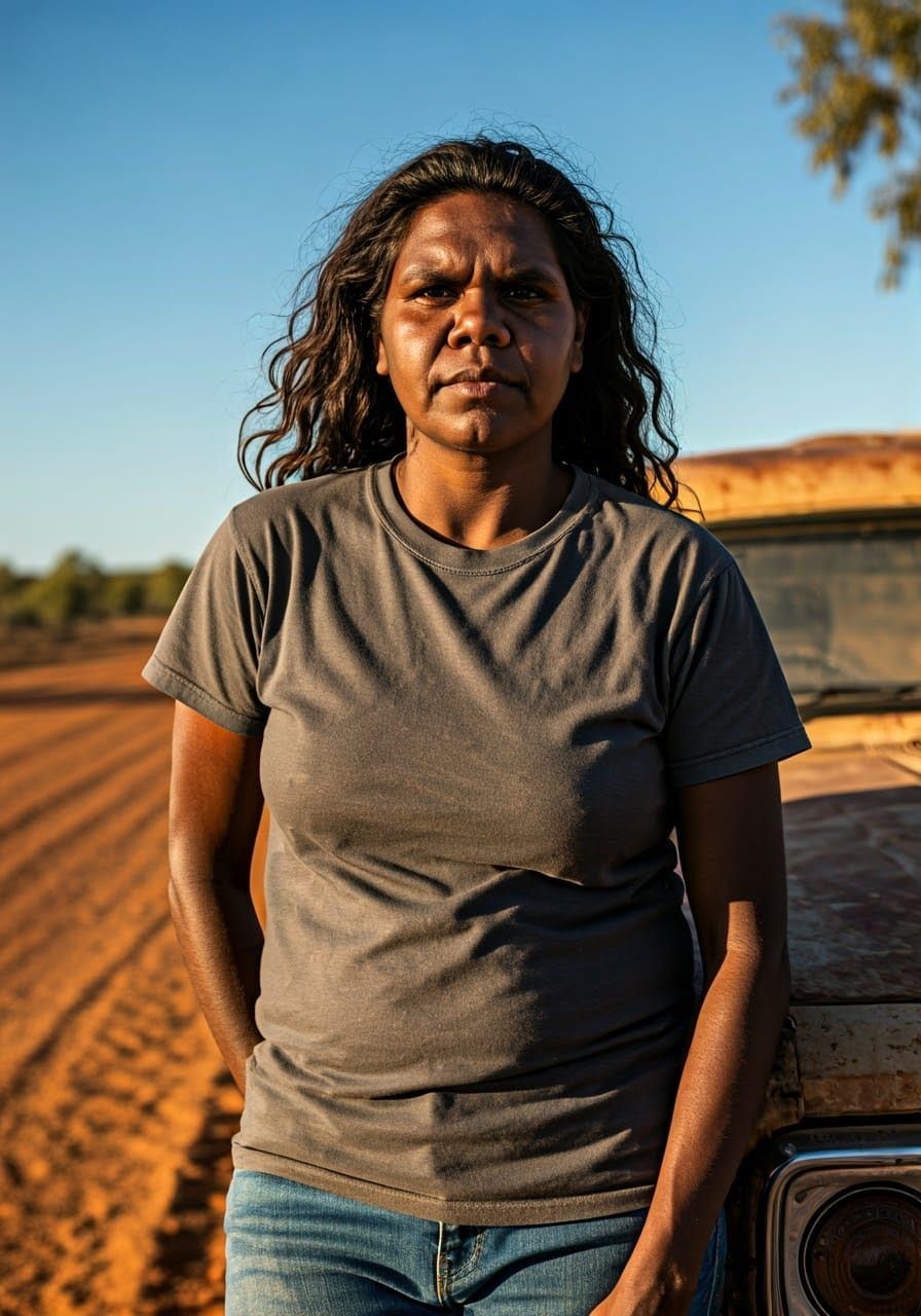 Aboriginal Australian Woman in Outback Desert