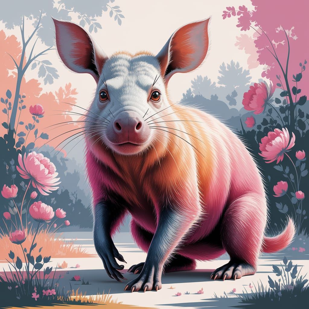 Whimsical Aardvark Watercolor Painting with Perfect Lighting