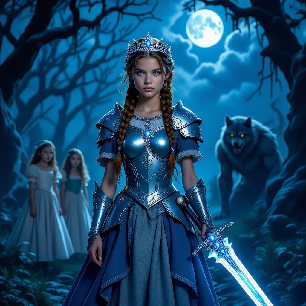 Teenage Warrior Princess in Spooky Forest Clearing