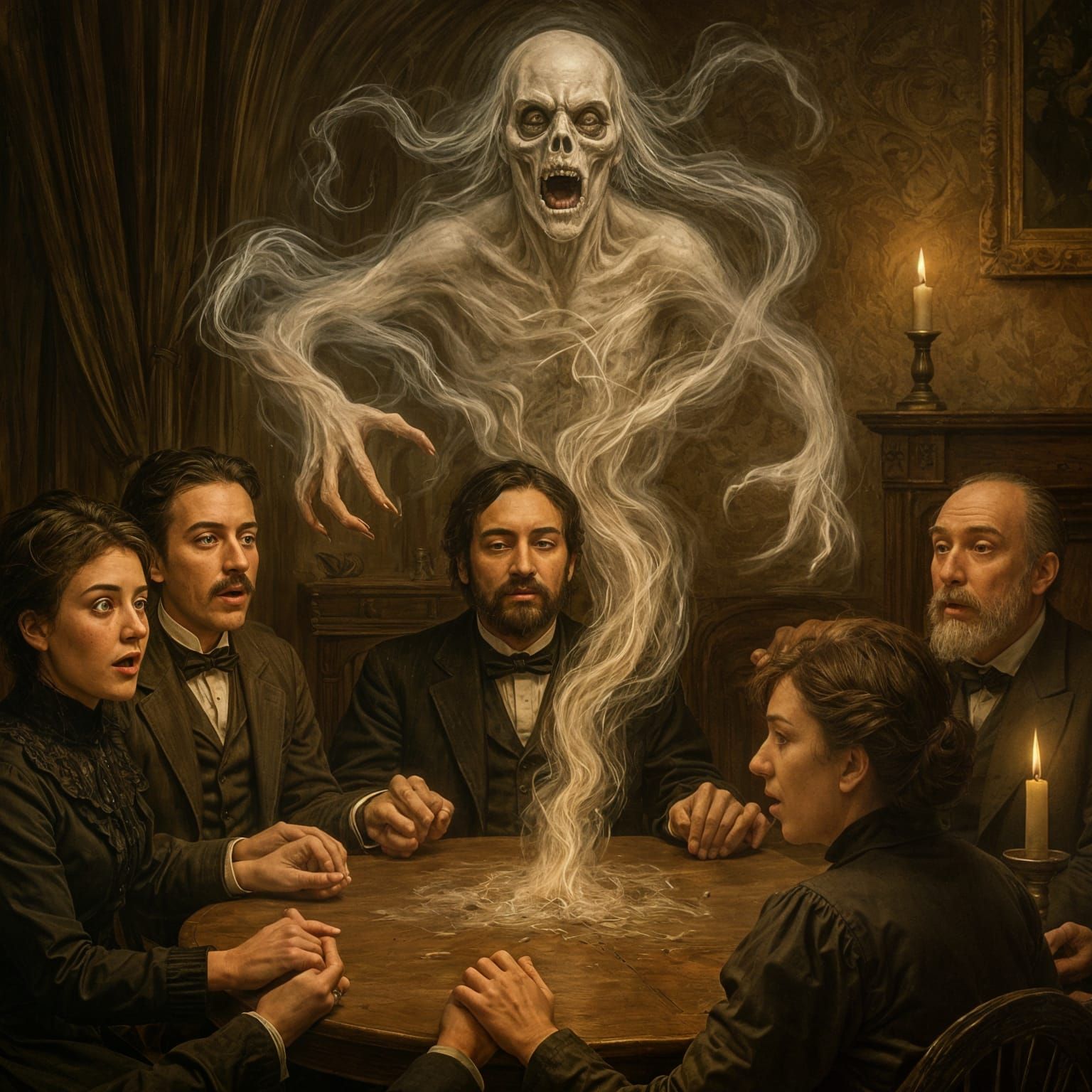 1889 Paris Seance with Ectoplasm Spirit