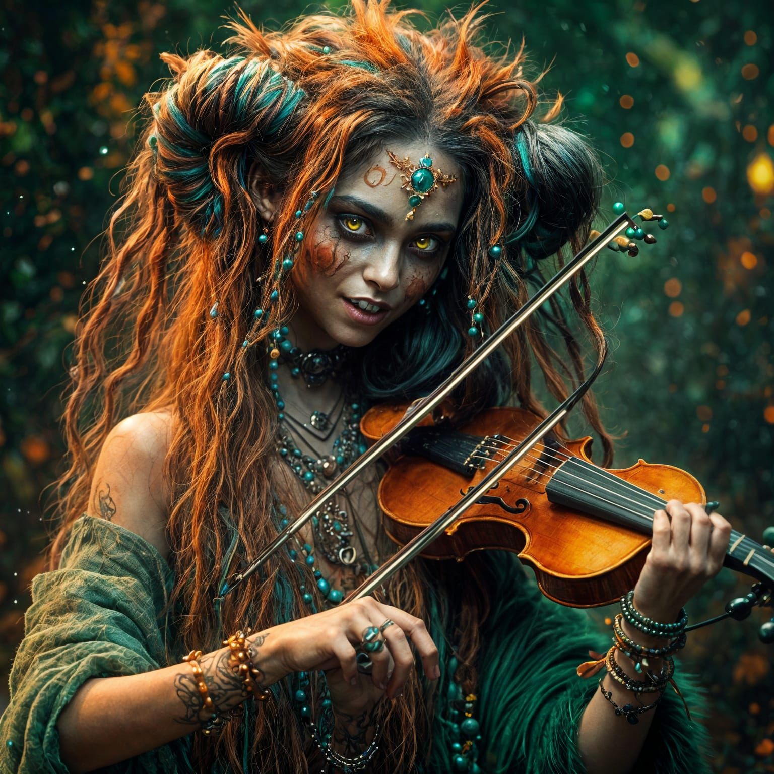 Whimsical Demon Playing Violin in Digital Art