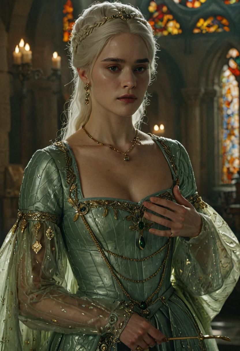 Young Queen in Luxurious Medieval Room, Game of Thrones Styl...