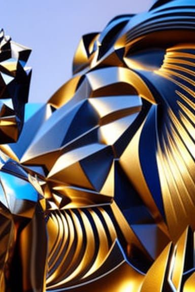 Golden Lion King Portrait: Hyperdetailed and Luxurious