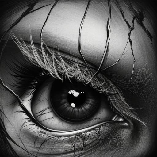 Detailed Charcoal Drawing of a Vulnerable Figure