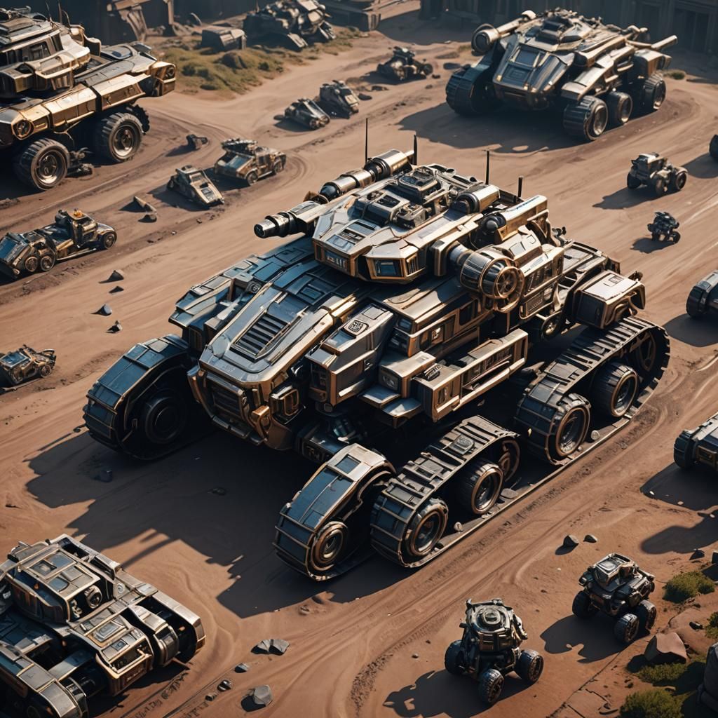 Futuristic Chariot Tank with Intricate Mech Details