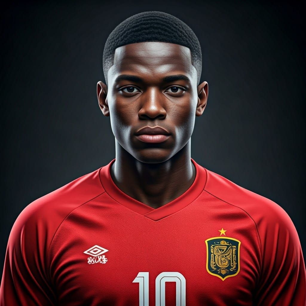 Young Angolan Footballer in Vibrant Red Jersey