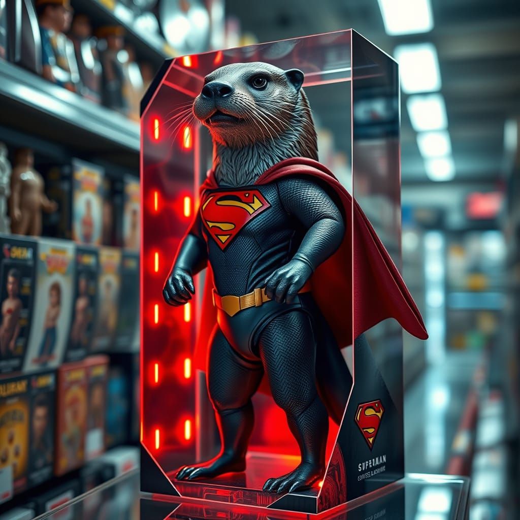 Anthromorphic Otter Superman Hero Figure in Holographic Pack...