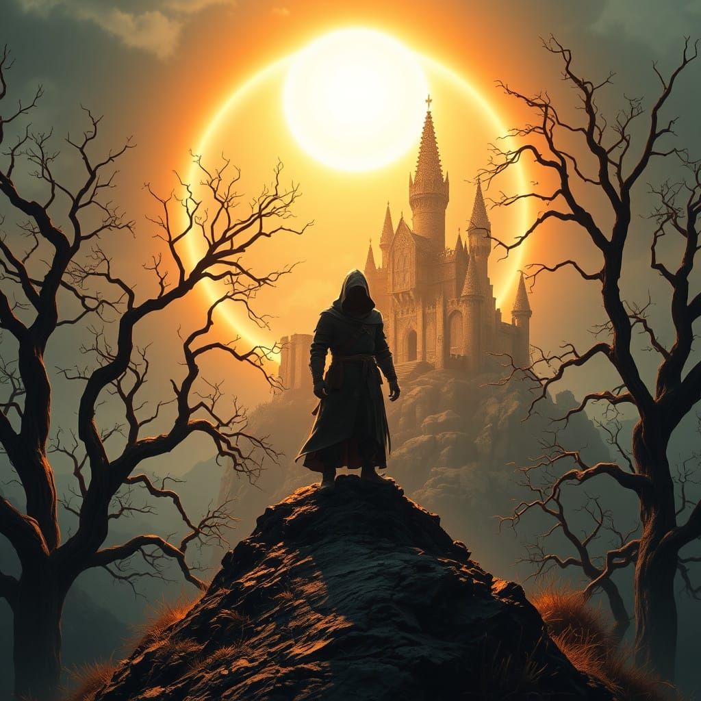 Medieval Figure in Enchanted Landscape