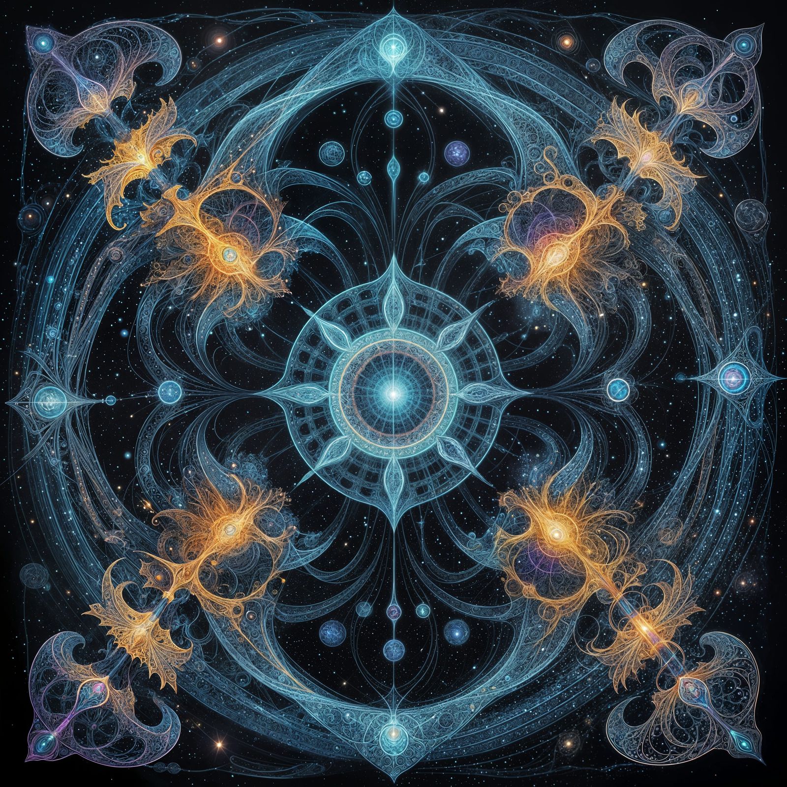 Cosmic Jellyfish Pattern in Vibrant Colors