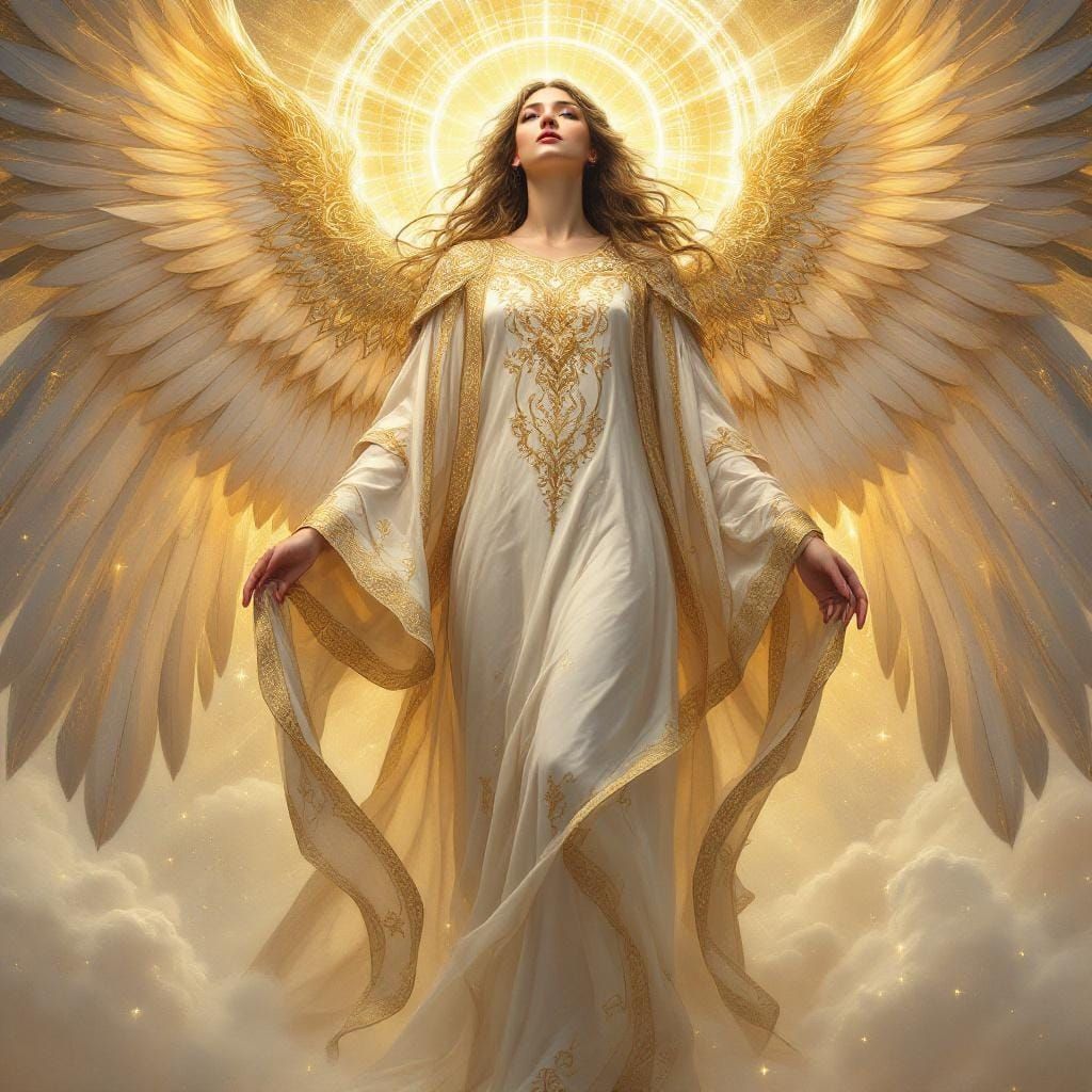 Luminous Angel Ofaniel in Art Nouveau Style