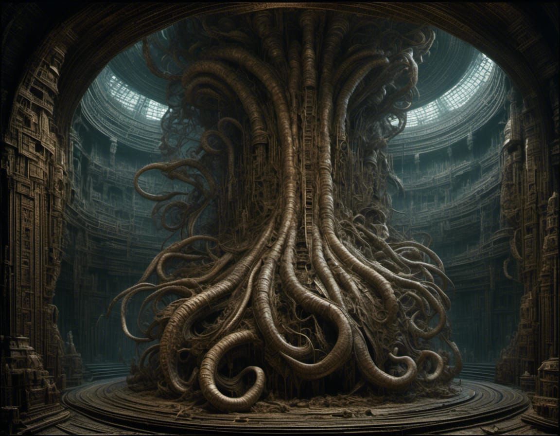 <lora:Downpour:1.0> <lora:NC Hyperreal:1.0> <lora:Convergence:1.0> The cloaca of Taragastos Bellixa. Grotesque organic I...